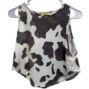 Chic Sleeveless Cow Print Crop Top